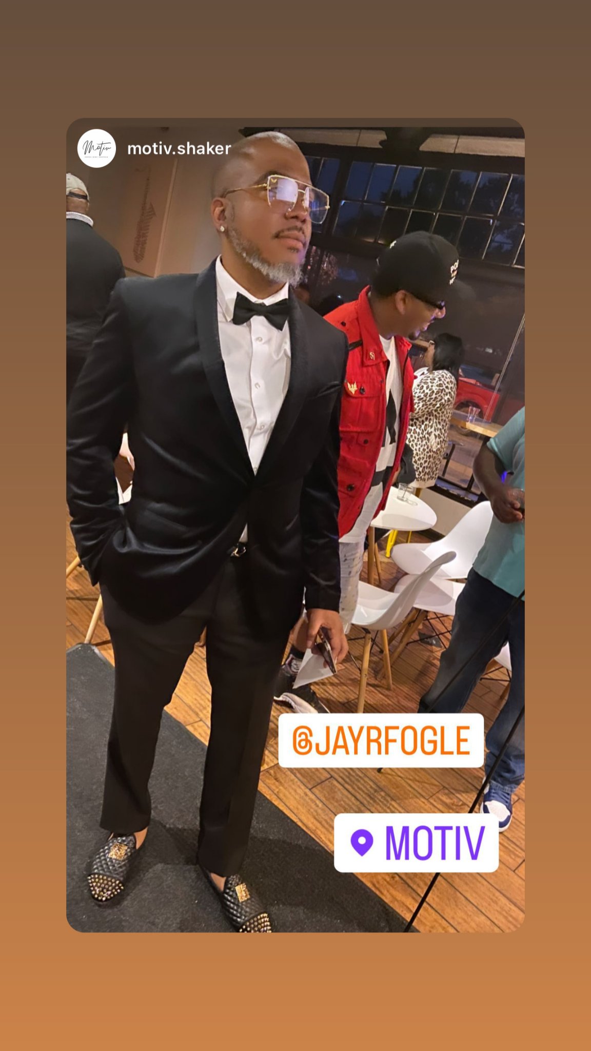 Jay.R Fogle at a formal event with entertainment talent