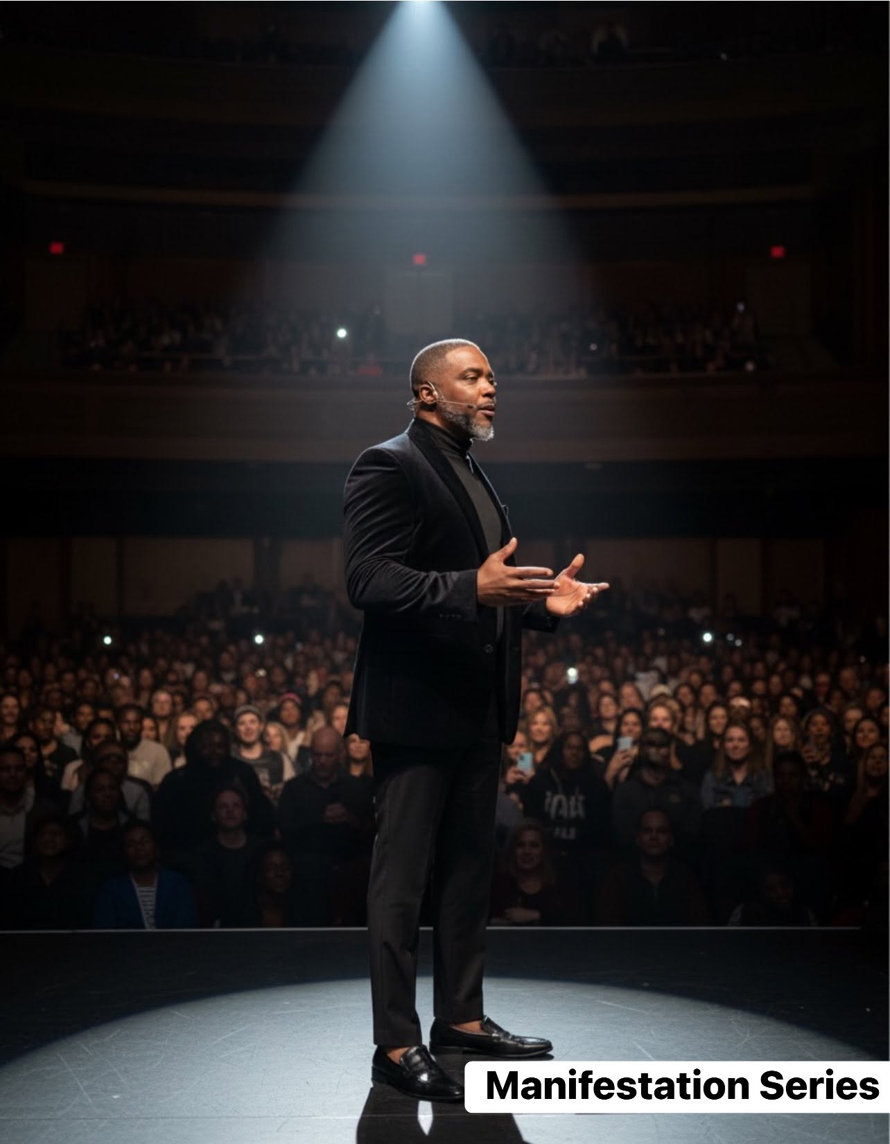 Jay.R Fogle speaking on stage at a live event